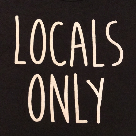 SLEEVELESS (people’s project) L A 14/16 teens shirt. SAYS  LOCALS ONLY on black - Picture 3 of 6